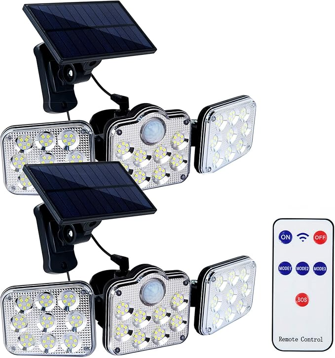 Lampe Solaire Extérieure 3 Têtes avec Détecteur