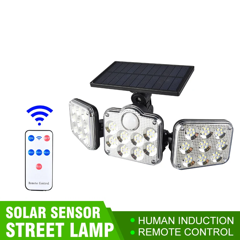 Lampe Solaire Extérieure 3 Têtes avec Détecteur
