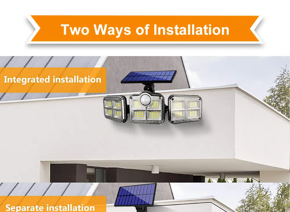 Lampe Solaire Extérieure 3 Têtes avec Détecteur