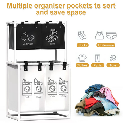 Panier à linge à trois niveaux