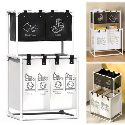 Panier à linge à trois niveaux